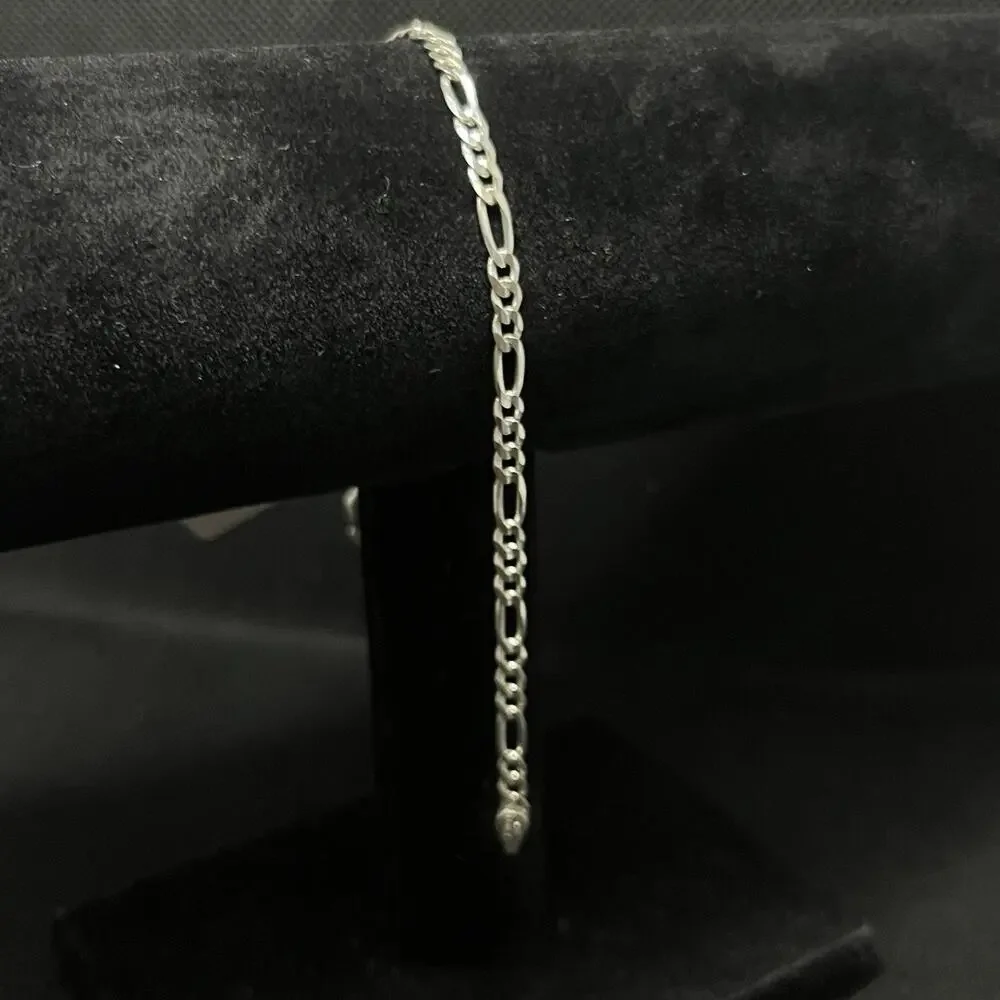 Esclava De Plata 925 Con Diseño Fígaro,Silver Bracelet - 8 Inch